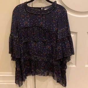 VELVET tiered floral blouse